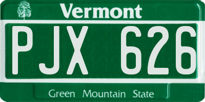 VT license plate PJX626