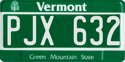 VT license plate PJX632
