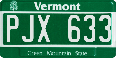 VT license plate PJX633