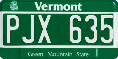 VT license plate PJX635