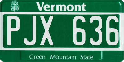 VT license plate PJX636