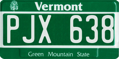 VT license plate PJX638