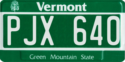VT license plate PJX640