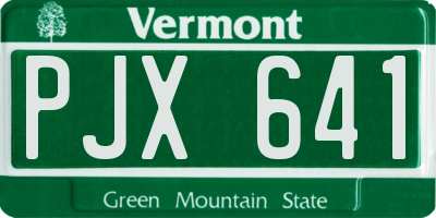 VT license plate PJX641