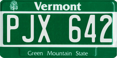VT license plate PJX642