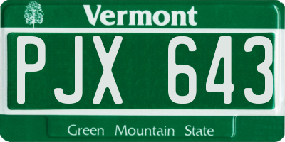 VT license plate PJX643