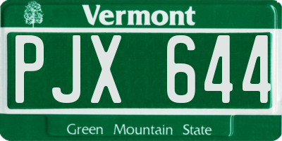 VT license plate PJX644