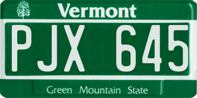 VT license plate PJX645