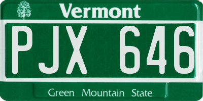 VT license plate PJX646
