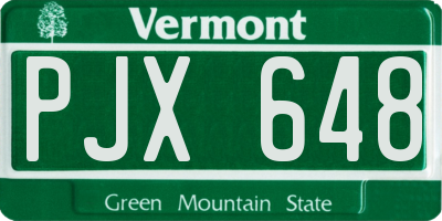 VT license plate PJX648