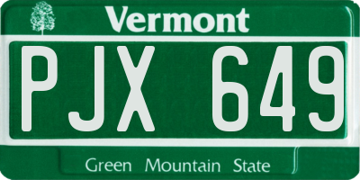 VT license plate PJX649