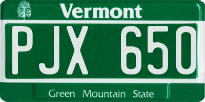 VT license plate PJX650