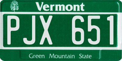 VT license plate PJX651