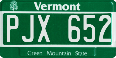 VT license plate PJX652