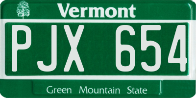 VT license plate PJX654