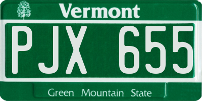 VT license plate PJX655