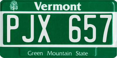 VT license plate PJX657