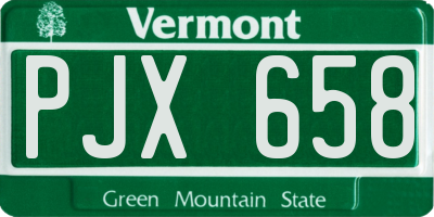 VT license plate PJX658