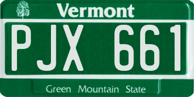 VT license plate PJX661