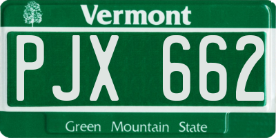 VT license plate PJX662