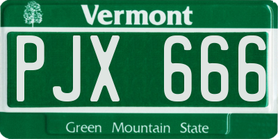 VT license plate PJX666