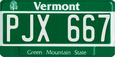 VT license plate PJX667