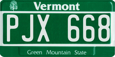 VT license plate PJX668