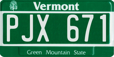 VT license plate PJX671