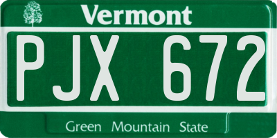 VT license plate PJX672