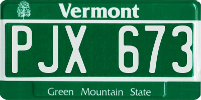 VT license plate PJX673