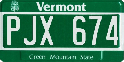 VT license plate PJX674