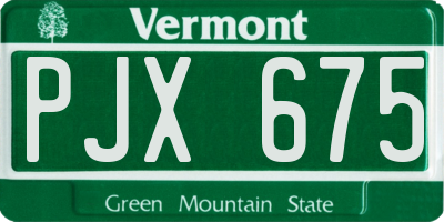VT license plate PJX675