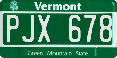 VT license plate PJX678