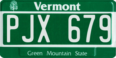 VT license plate PJX679