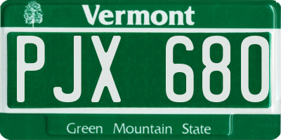 VT license plate PJX680