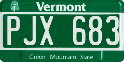 VT license plate PJX683