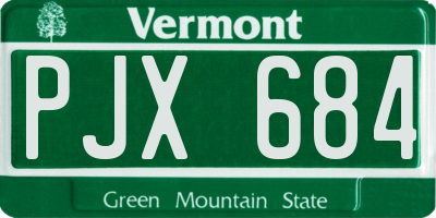 VT license plate PJX684