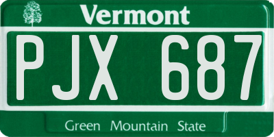 VT license plate PJX687