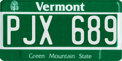 VT license plate PJX689