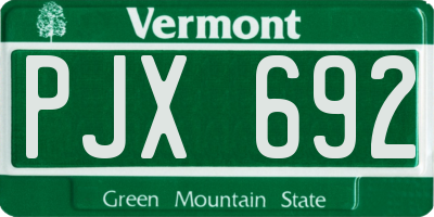 VT license plate PJX692