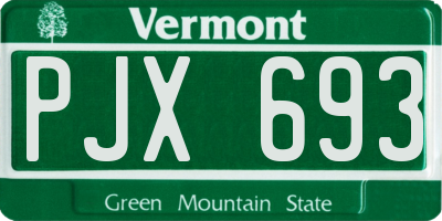 VT license plate PJX693