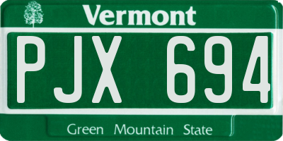 VT license plate PJX694