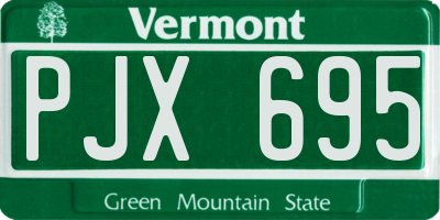 VT license plate PJX695