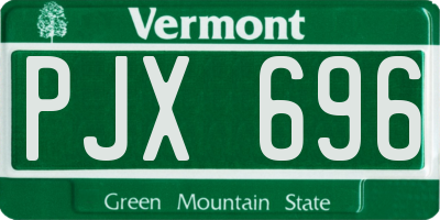VT license plate PJX696