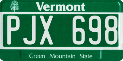 VT license plate PJX698