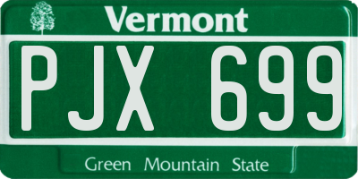 VT license plate PJX699
