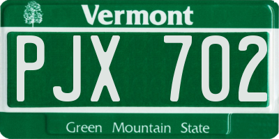 VT license plate PJX702