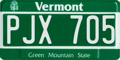 VT license plate PJX705