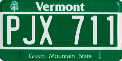VT license plate PJX711