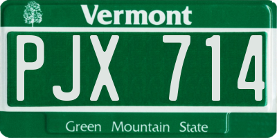 VT license plate PJX714
